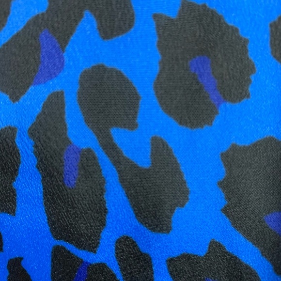 Saks Fifth Avenue Black Blue Animal Print Blouse - Picture 11 of 14